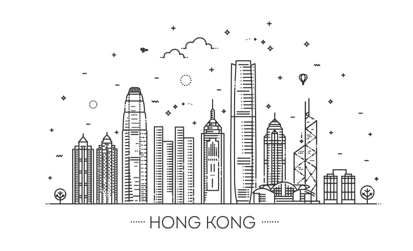 hong kong skyline vector image