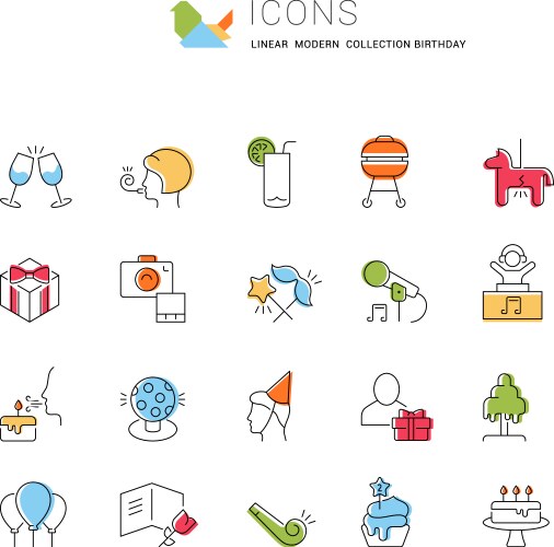 Set line icons birthday vector image