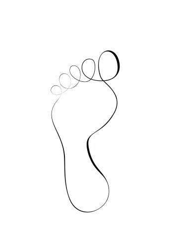 One line drawing human bare foot in sketch art vector image