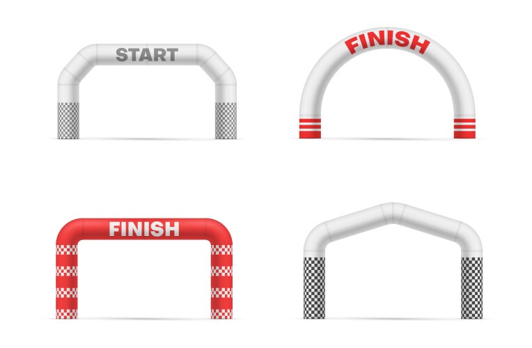 Collection inflatable arches with start and finish vector image