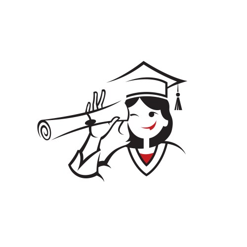 Graduate girl and diploma vector image