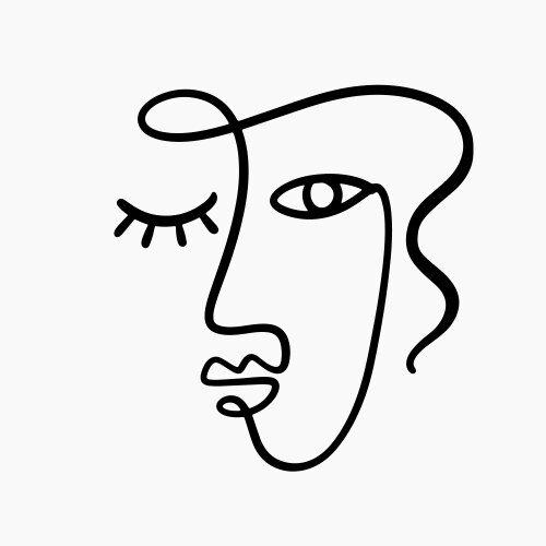 Abstract one line drawing woman face portrait logo vector image