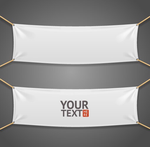 Blanc fabric rectangular banner with ropes vector image