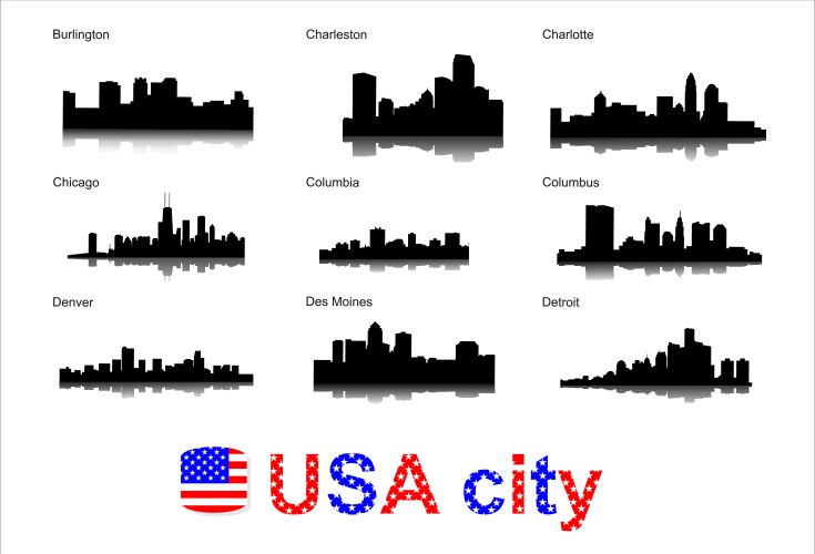 detailed silhouettes of usa cities vector image