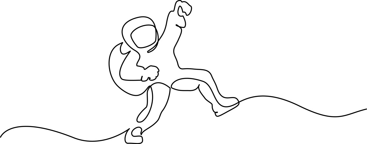 Astronaut logo one continuous line drawing vector image