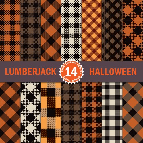 Fourteen halloween lumberjack seamless pattern vector image