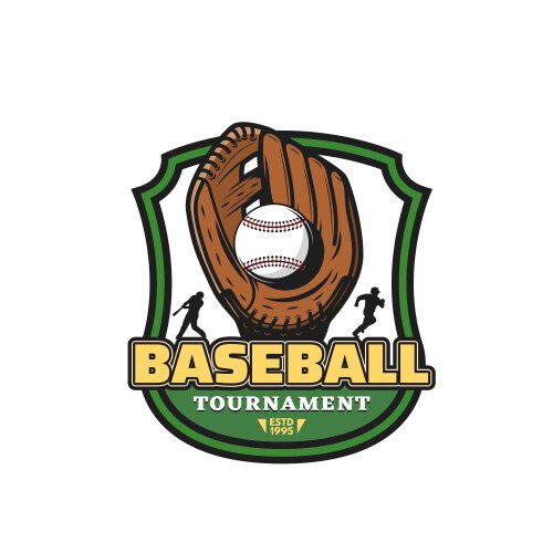 baseball team tournament icon with ball in glove vector image