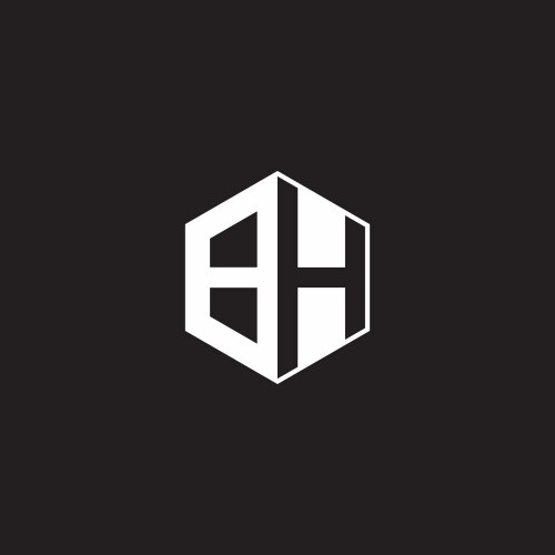 bh logo monogram hexagon with black background vector image