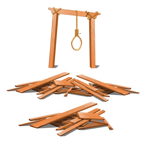 old gibbet and a bunch of boards isolated vector image