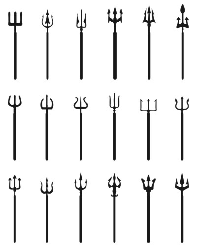 Trident black silhouettes vector image