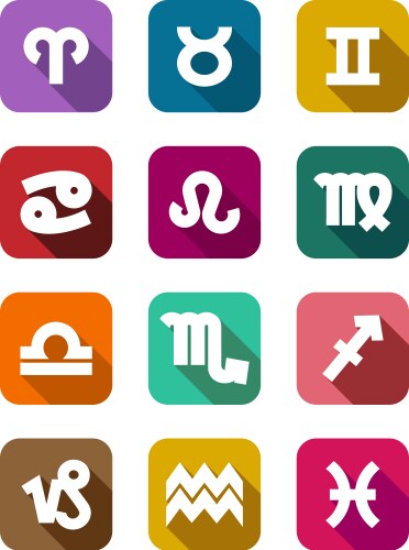 Flat icons with zodiac elements vector image