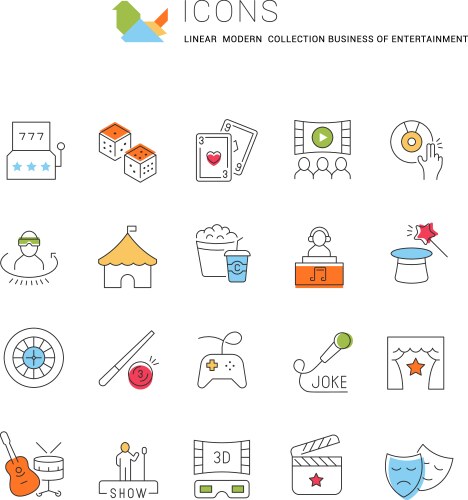 Set line icons entertainment business vector image