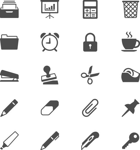 Office supplies flat icons vector image