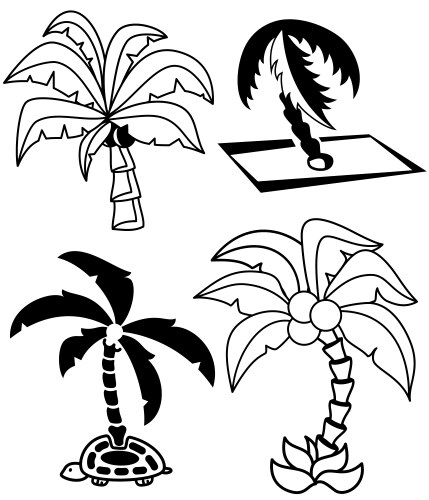 palm trees set vector image