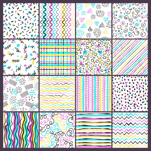 Simple line pattern childish style colored shapes vector image