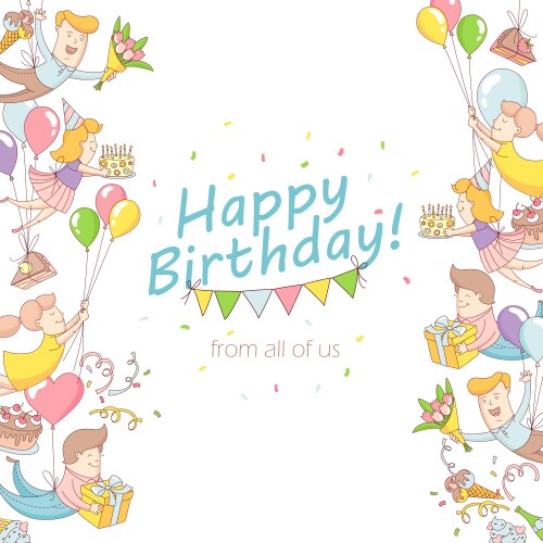 Happy birthday party greeting card invitation vector image