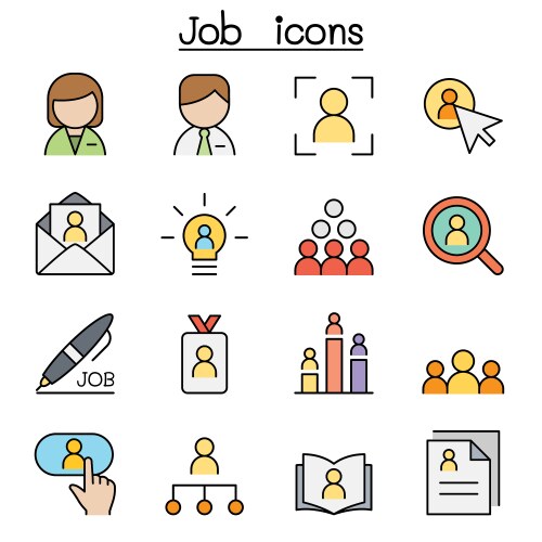 Job and employment color line icon set vector image