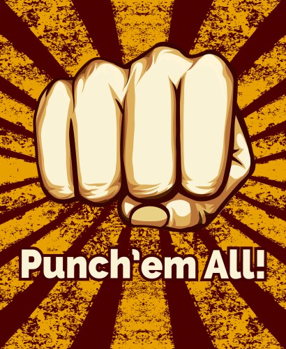 retro punching fist poster vector image