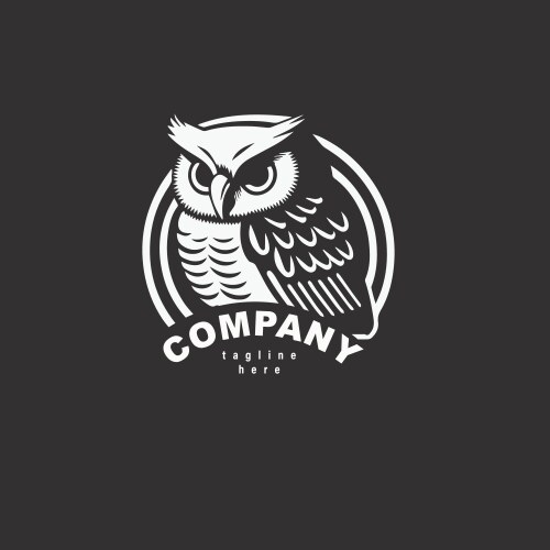 Owl bird logo line art template design vector image