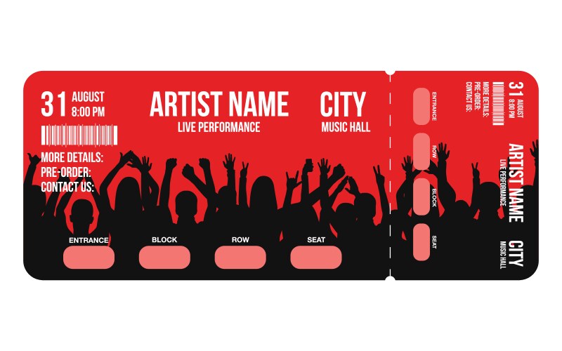 Concert ticket template party or festival vector image