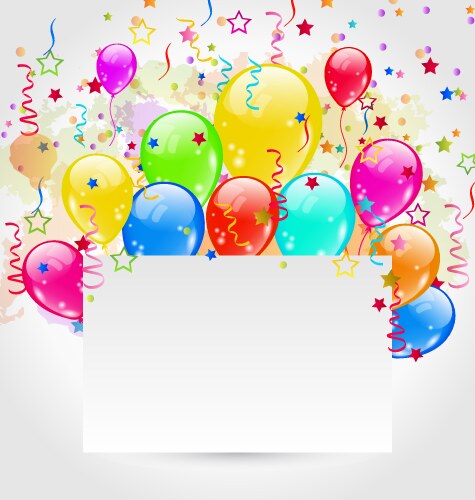 Birthday card with multicolored balloons vector image