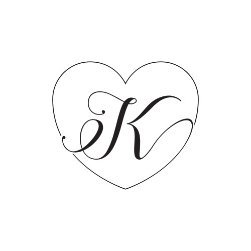 K script letter lines heart love design concept vector image