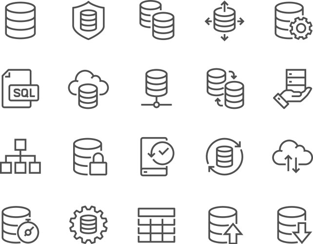 Line database icons vector image