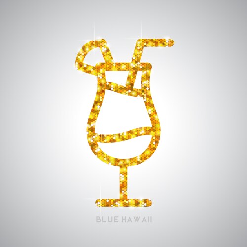 golden cocktail flat icon blue hawaii vector image