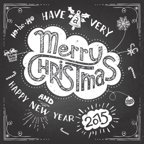 merry christmas doodle chalkboard vector image