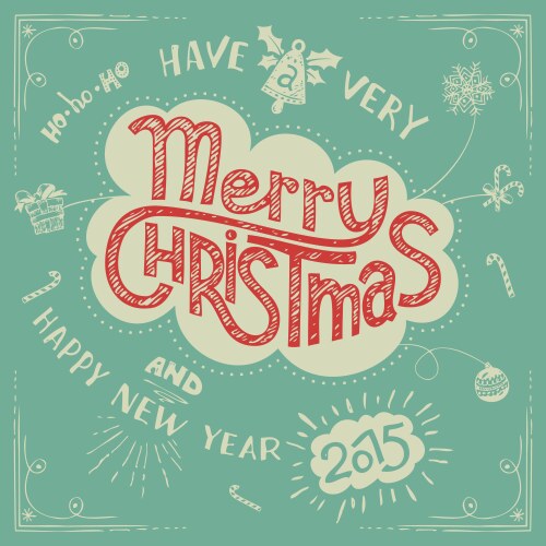 merry christmas doodle greeting card vector image