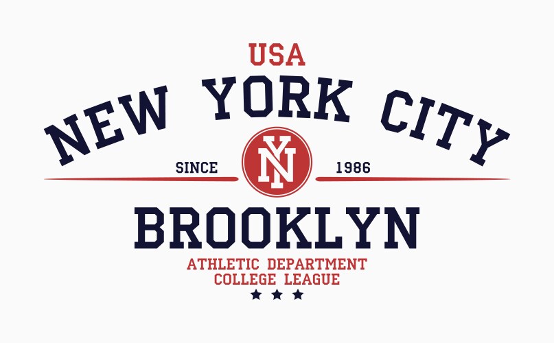 new york brooklyn typography for college t-shirt vector image