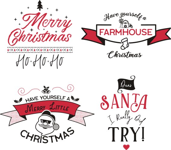 funny merry christmas graphic prints set t shirt vector image