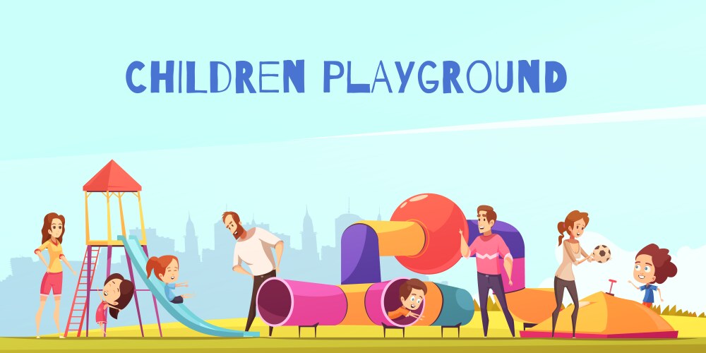 family playground kids composition vector image