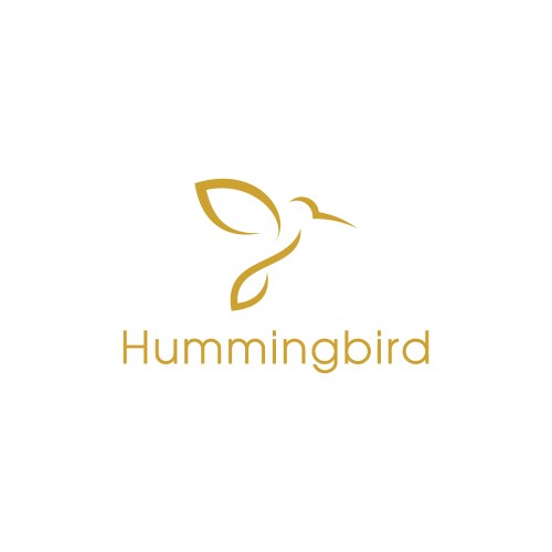 hummingbird logo - gold bird art design vector image