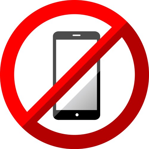 No mobile phone sign symbol on white background vector image