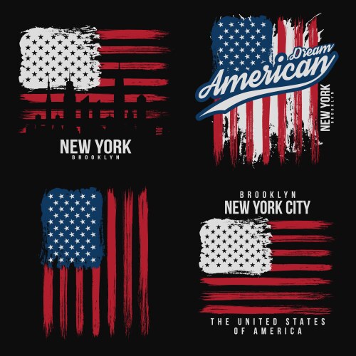 T-shirt graphic design with american flag vector image