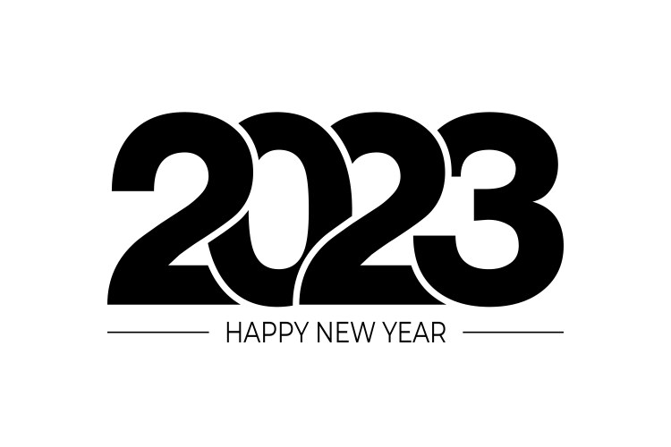 Happy new year 2023 text design vector image