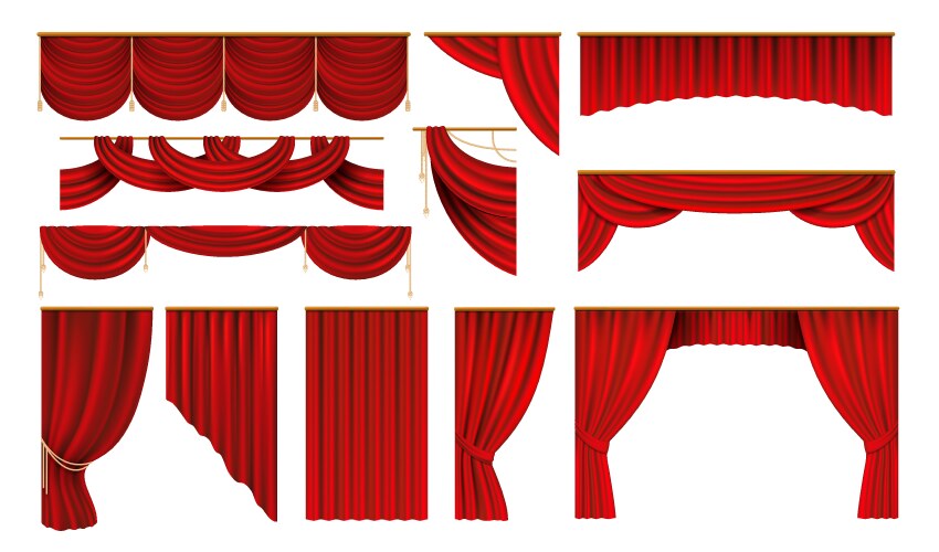 Realistic red curtains cinema and theater stage vector image