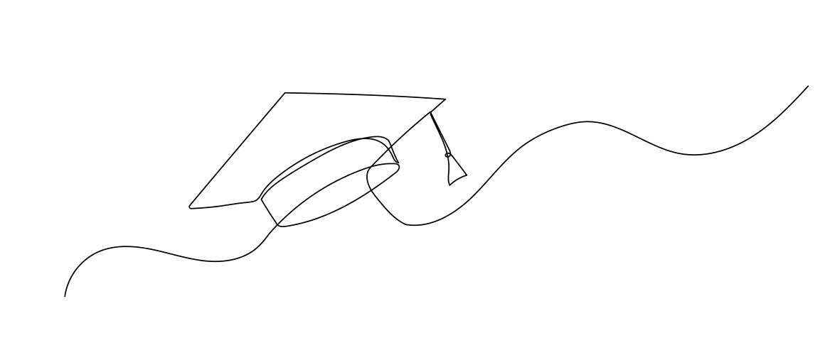 Graduation cap one continuous line vector image