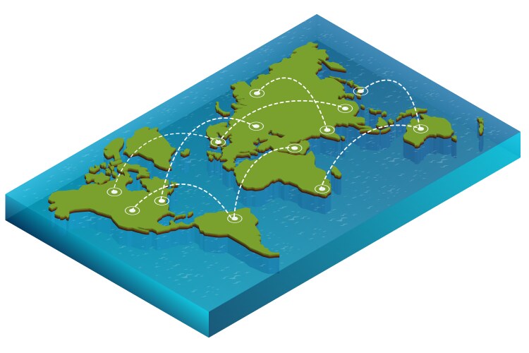 Map world isometric concept 3d flat vector image