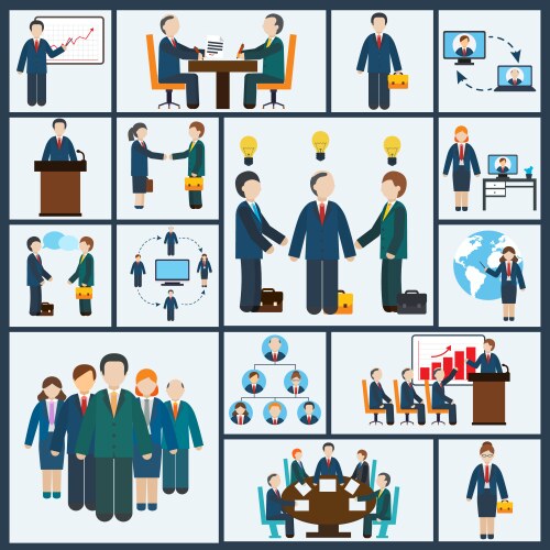 Meeting icons set vector image