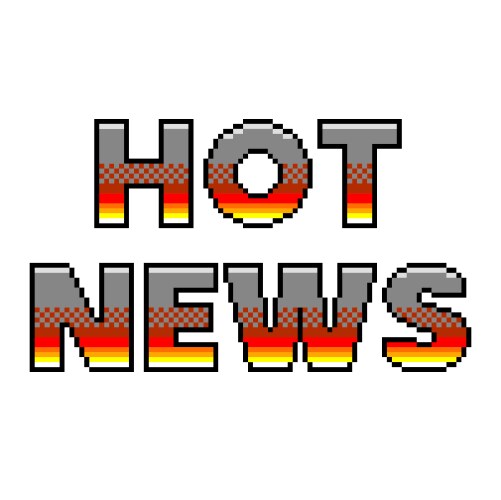 Pixel hot news text detailed isolated vector image