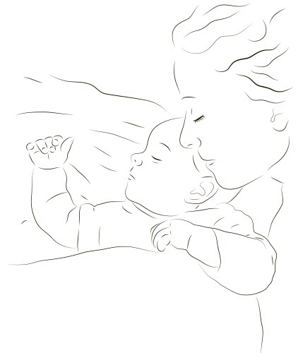 sleeping mother and baby icon vector image