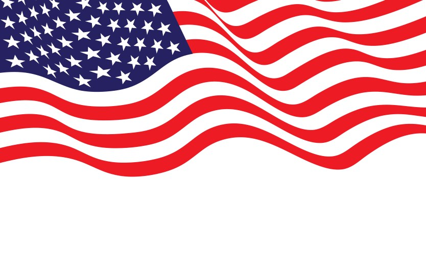 United state america flag wave on white vector image