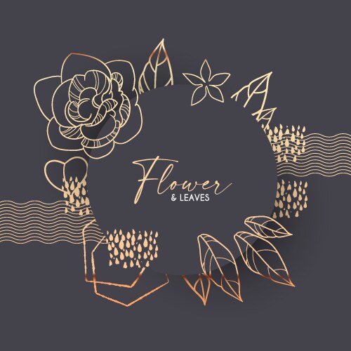 Elegant hand drawn gold flower art design trendy vector image