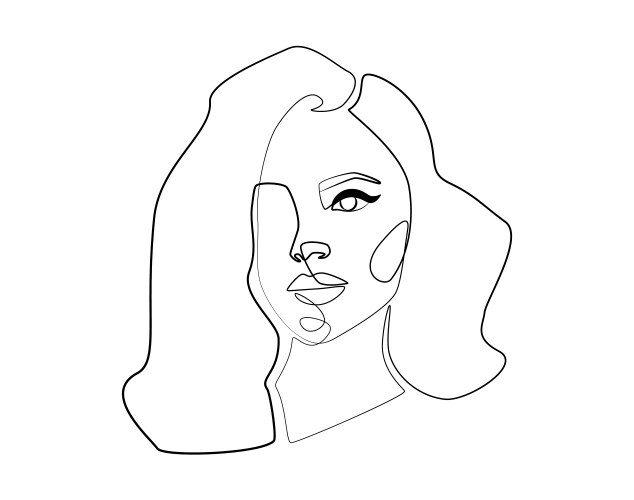 surreal woman face one continuous line drawing vector image