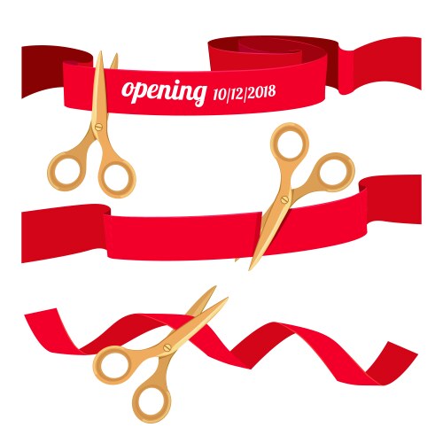 set with scissors cutting red vector image