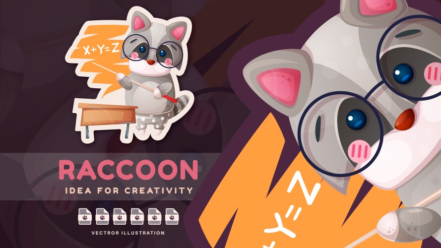 Raccoon teaches math at school vector image