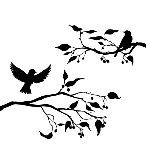 Birds at tree silhouettes vector image