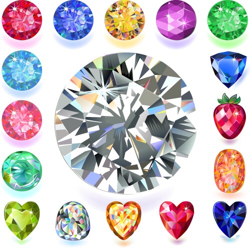 Rectangular composition colored gems set vector image